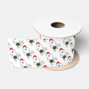 Christmas Santa American Eskimo Dog HO HO HO Cute Satin Ribbon