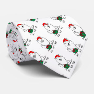 Christmas Santa American Eskimo Dog HO HO HO Cute Tie