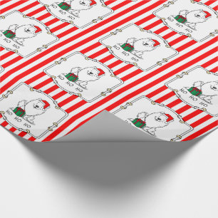 Christmas Santa American Eskimo Dog HO HO HO Cute Wrapping Paper