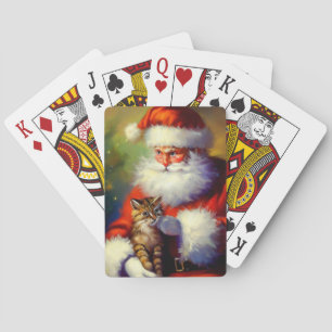 Christmas Santa and a Cat (1) Playing Cards