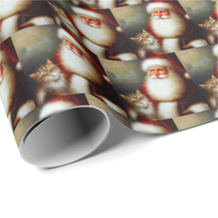 Christmas Santa and a Cat 2 Wrapping Paper