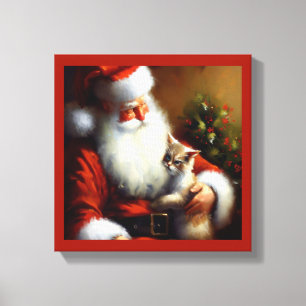 Christmas Santa and a Cat 3 Canvas Print
