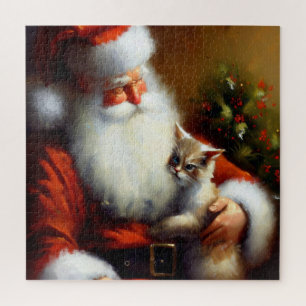 Christmas Santa and a Cat (3) Jigsaw Puzzle