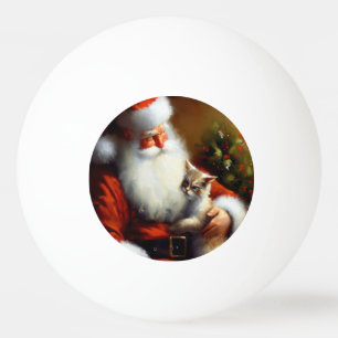 Christmas Santa and a Cat (3) Ping Pong Ball