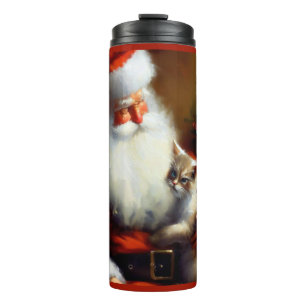 Christmas Santa and a Cat 3 Thermal Tumbler