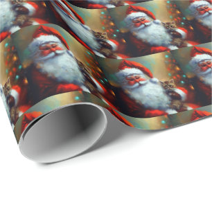 Christmas Santa and a Cat 4 Wrapping Paper
