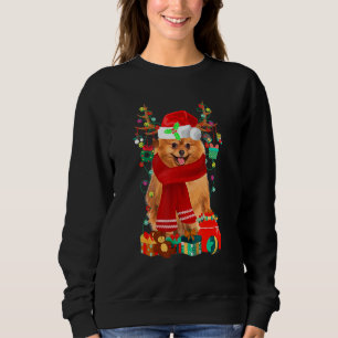 Christmas Santa And Lights Dog  Pomeranian Xmas Sweatshirt