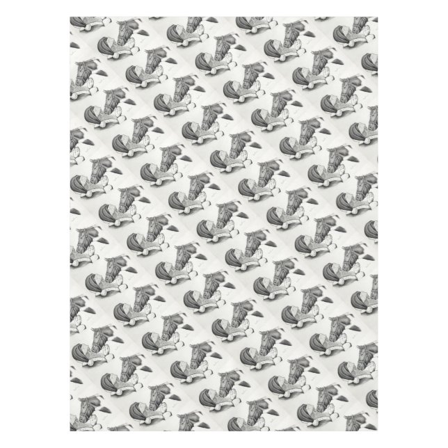 Christmas Santa and Paint Horse Tablecloth (Front)