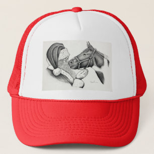 Christmas Santa and Paint Horse Trucker Hat