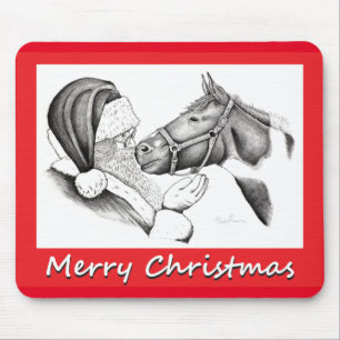 Christmas Santa and Paint Pinto Horse Mouse Mat