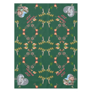 Christmas Santa and Reindeer 2 Photos  Scarf Tablecloth