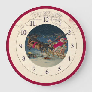 Christmas Santa and Reindeer Clock