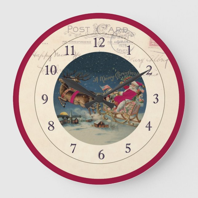 Christmas Santa and Reindeer Clock (Front)