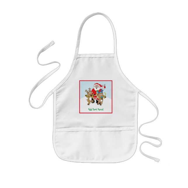Christmas Santa and Reindeer Kids Apron (Front)
