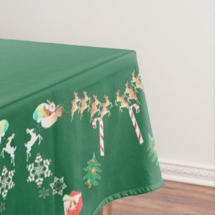 Christmas Santa and Reindeer Tablecloth