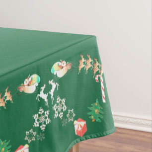 Christmas Santa and Reindeer Tablecloth
