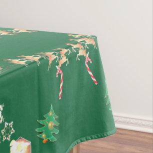Christmas Santa and Reindeer Tablecloth