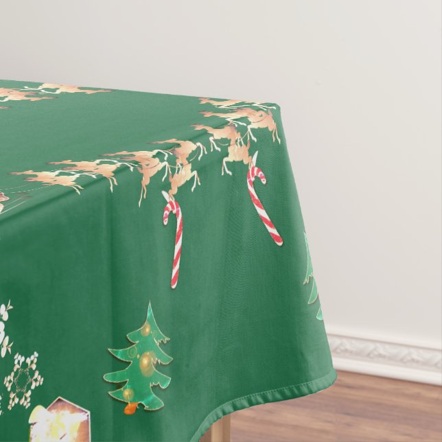 Christmas Santa and Reindeer Tablecloth (In Situ)