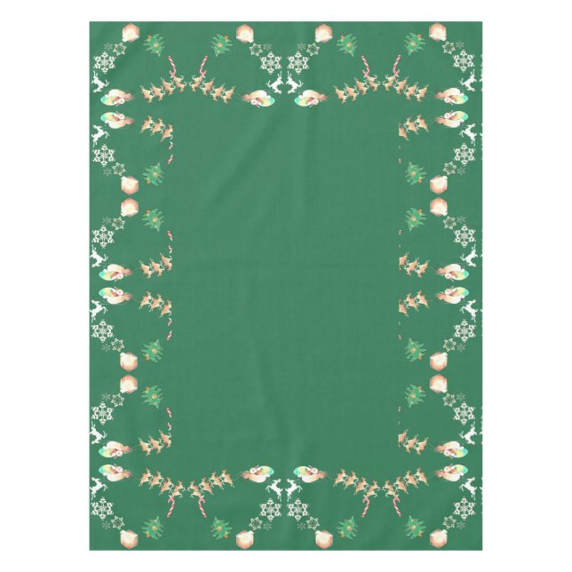 Christmas Santa and Reindeer Tablecloth (Front)