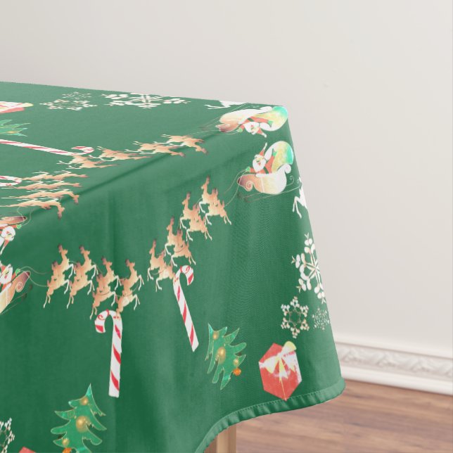 Christmas Santa and ReindeerTablecloth Tablecloth (In Situ)