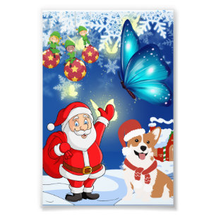 Christmas santa art  photo print