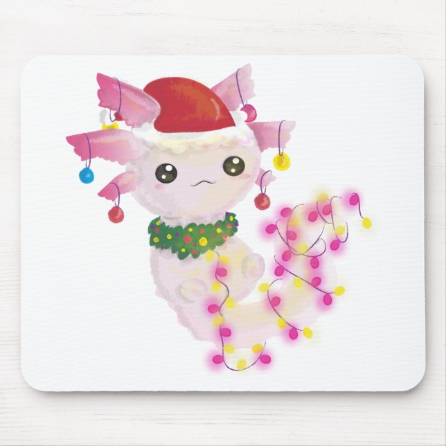 christmas santa axolotl mouse mat (Front)