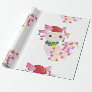 christmas santa axolotl wrapping paper