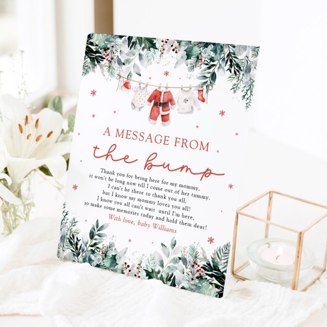 Christmas Santa Baby A Message From The Bump Sign (Watercolor Red Christmas Santa Baby A Message From The Bump Sign)