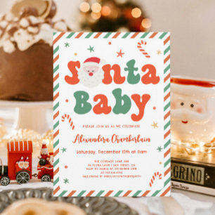 Christmas Santa Baby Baby Boy Shower  Invitation