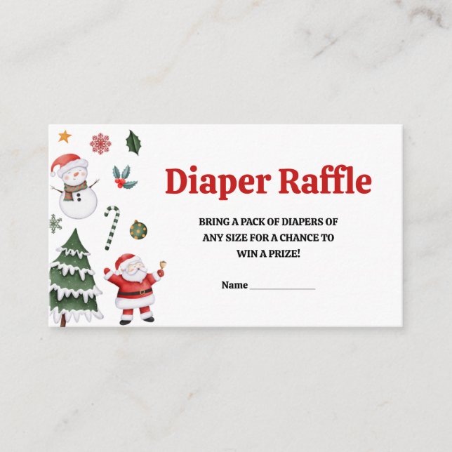 Christmas Santa Baby Baby Shower Diaper Raffle Enclosure Card (Front)