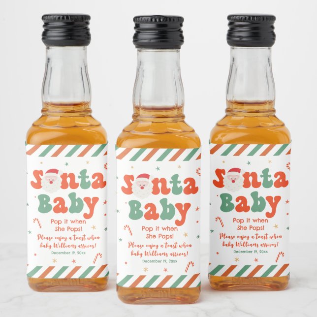 Christmas Santa Baby Baby Shower  Liquor Bottle Label (Bottles)