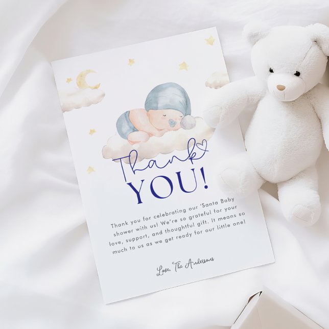 Christmas Santa Baby Boy Shower Thank You Card (Creator Uploaded)