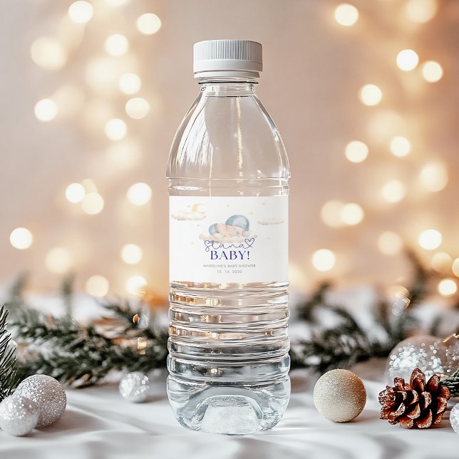Christmas Santa Baby Boy Shower  Water Bottle Label (Creator Uploaded)