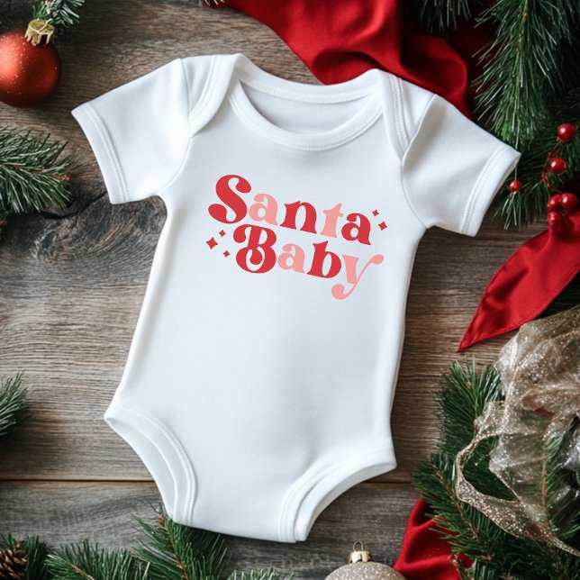 Christmas Santa Baby Cute Modern Typography Script Bodysuit (Creator Uploaded)