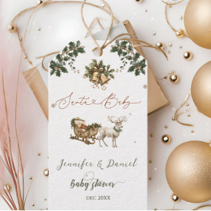 Christmas Santa Baby Deer Red Green Baby Shower Gift Tags