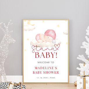 Christmas Santa Baby Girl Shower Welcome Photo Print