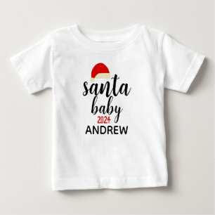  Christmas santa Baby Photo Personalise Name  T-Shirt