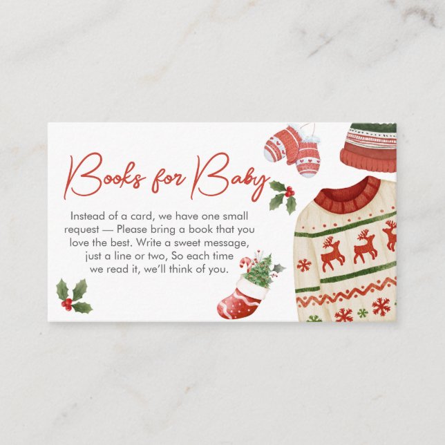 Christmas Santa Baby Shower Books for Baby Enclosure Card (Front)