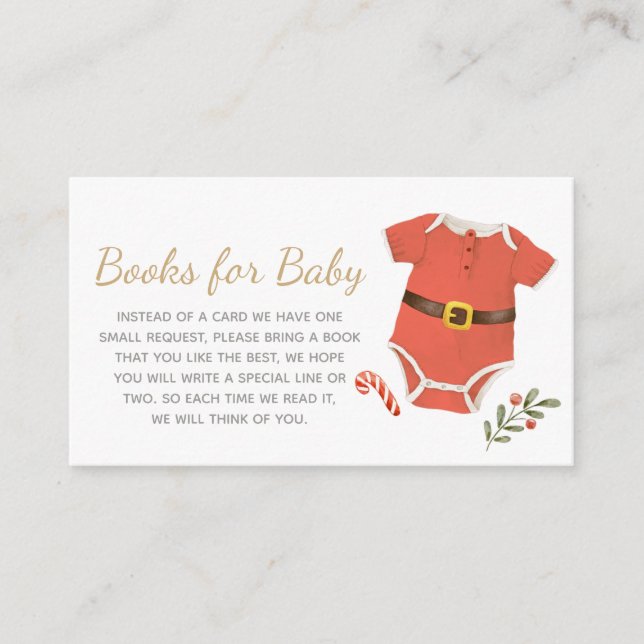 Christmas Santa Baby Shower Books for Baby Enclosure Card (Front)