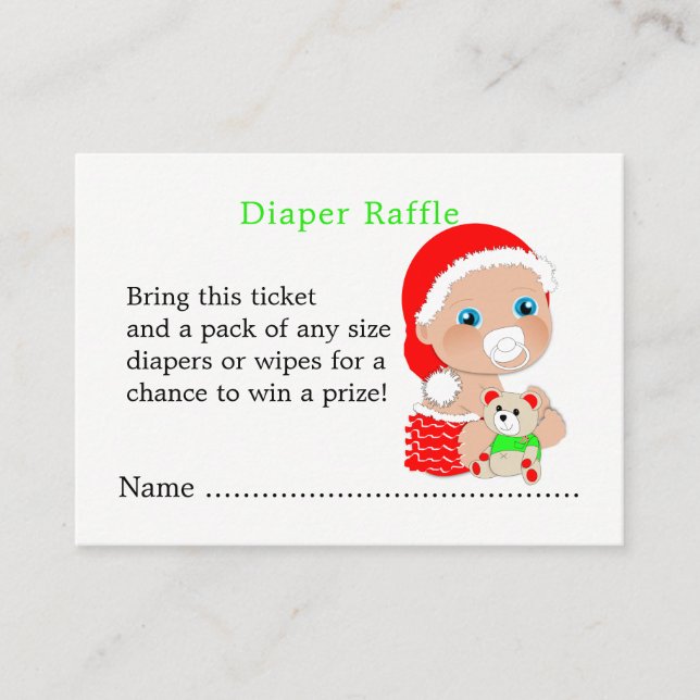 Christmas Santa Baby Shower Diaper Raffle Enclosure Card (Front)