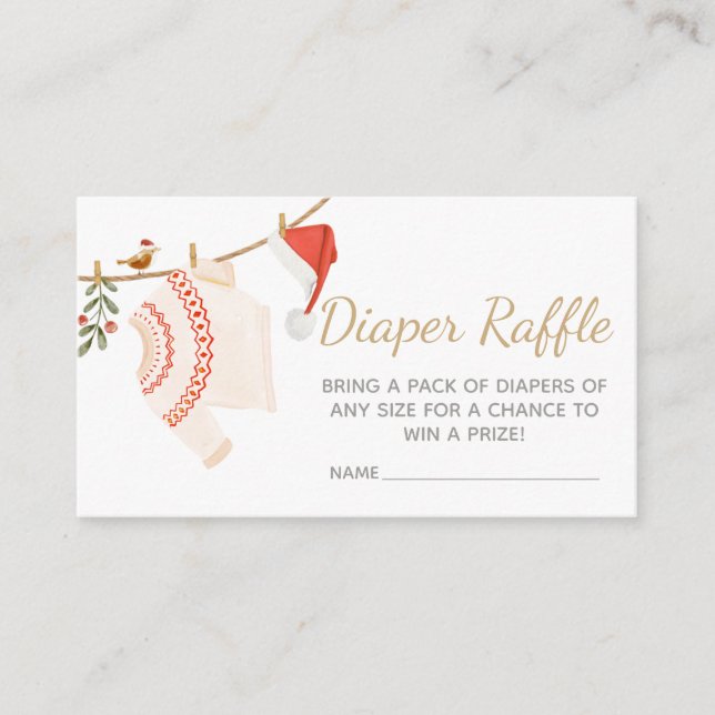 Christmas Santa Baby Shower Diaper Raffle Enclosure Card (Front)