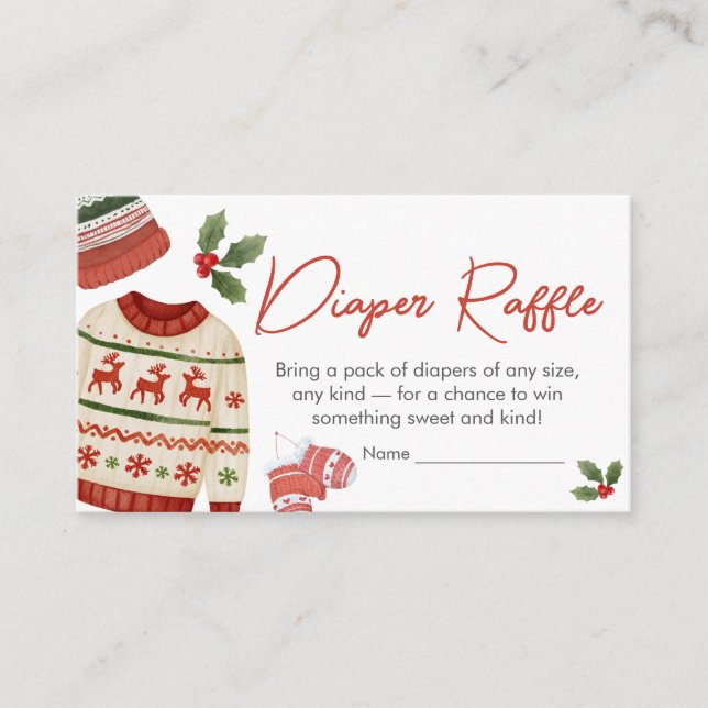 Christmas Santa Baby Shower Diaper Raffle Enclosure Card (Front)