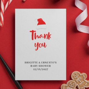 Christmas Santa Baby Shower Flat Thank You Card