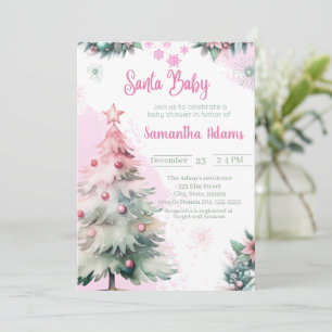 Christmas Santa Baby Shower Girl Invitation