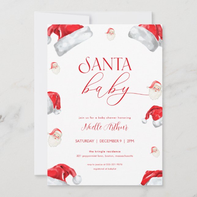 Christmas Santa Baby Shower Invitation (Front)
