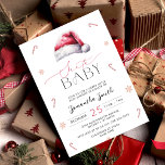Christmas Santa Baby Shower Invitation<br><div class="desc">Introducing the Minimalist Christmas Santa Baby Shower Invitation, a delightful blend of simplicity and festive cheer. At its heart lies the iconic Santa hat, an emblem of Christmas cheer that adds a playful touch to the invitation's overall minimalistic aesthetic. Its vibrant crimson hue stands out against the white backdrop, symbolising...</div>