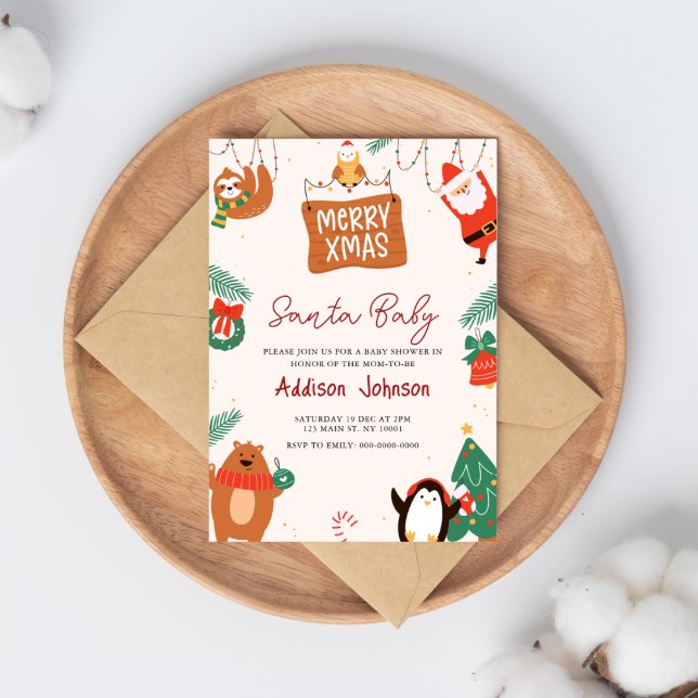 Christmas Santa Baby Shower Invitation (Creator Uploaded)