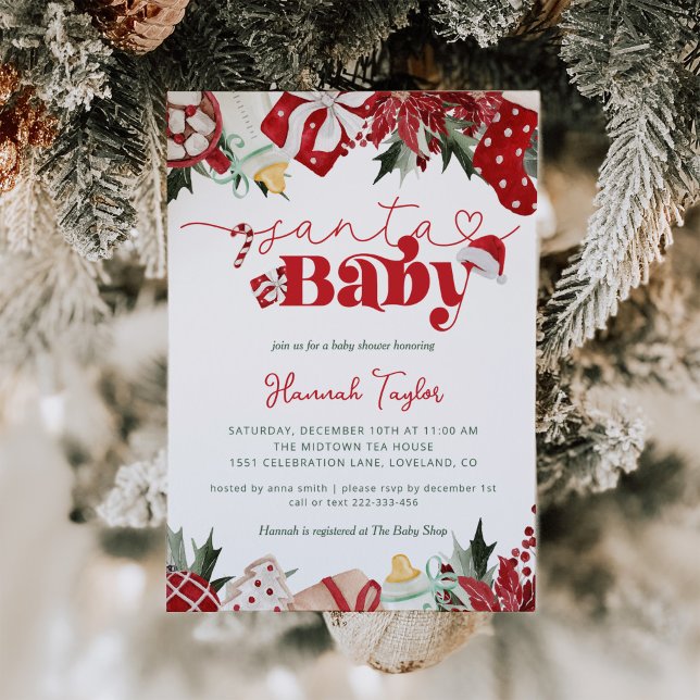 Christmas Santa Baby Shower Invitation (Santa Baby Christmas Baby Shower Invitations)