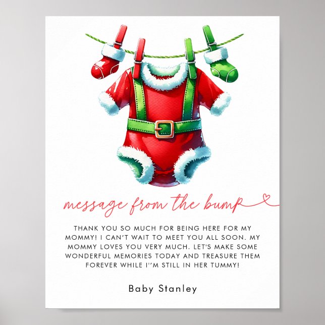 Christmas Santa Baby Shower Message From The Bump Poster (Front)