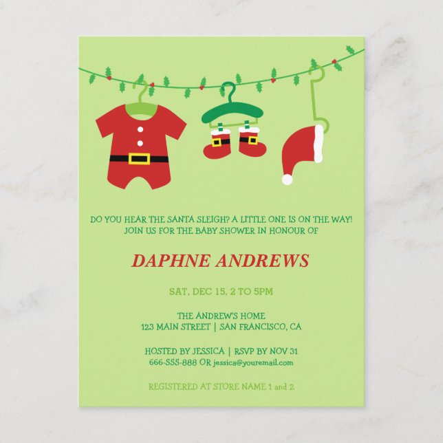 Christmas Santa Baby Shower Party Invitations (Front)